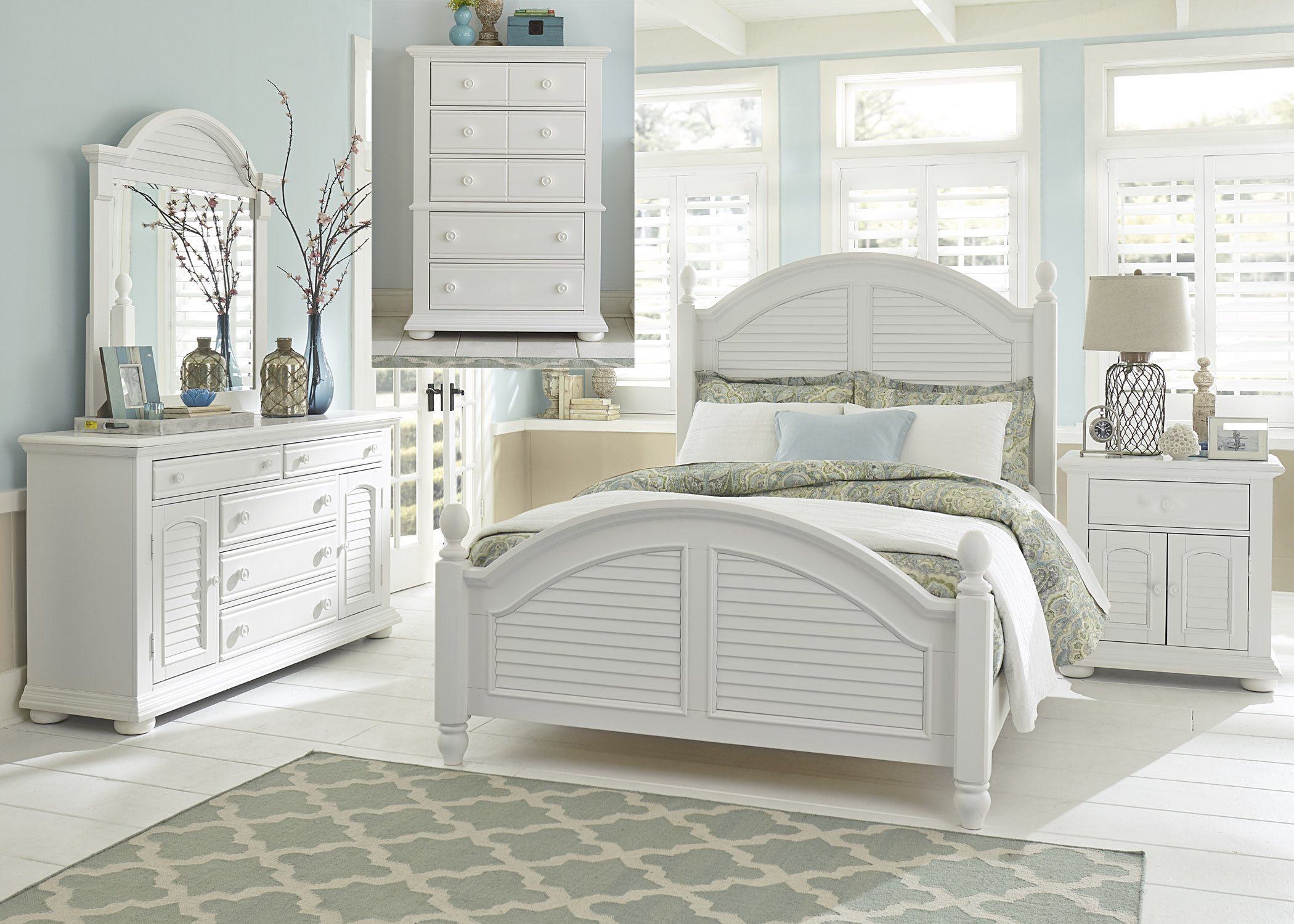 Summer house oyster white store panel storage bedroom set